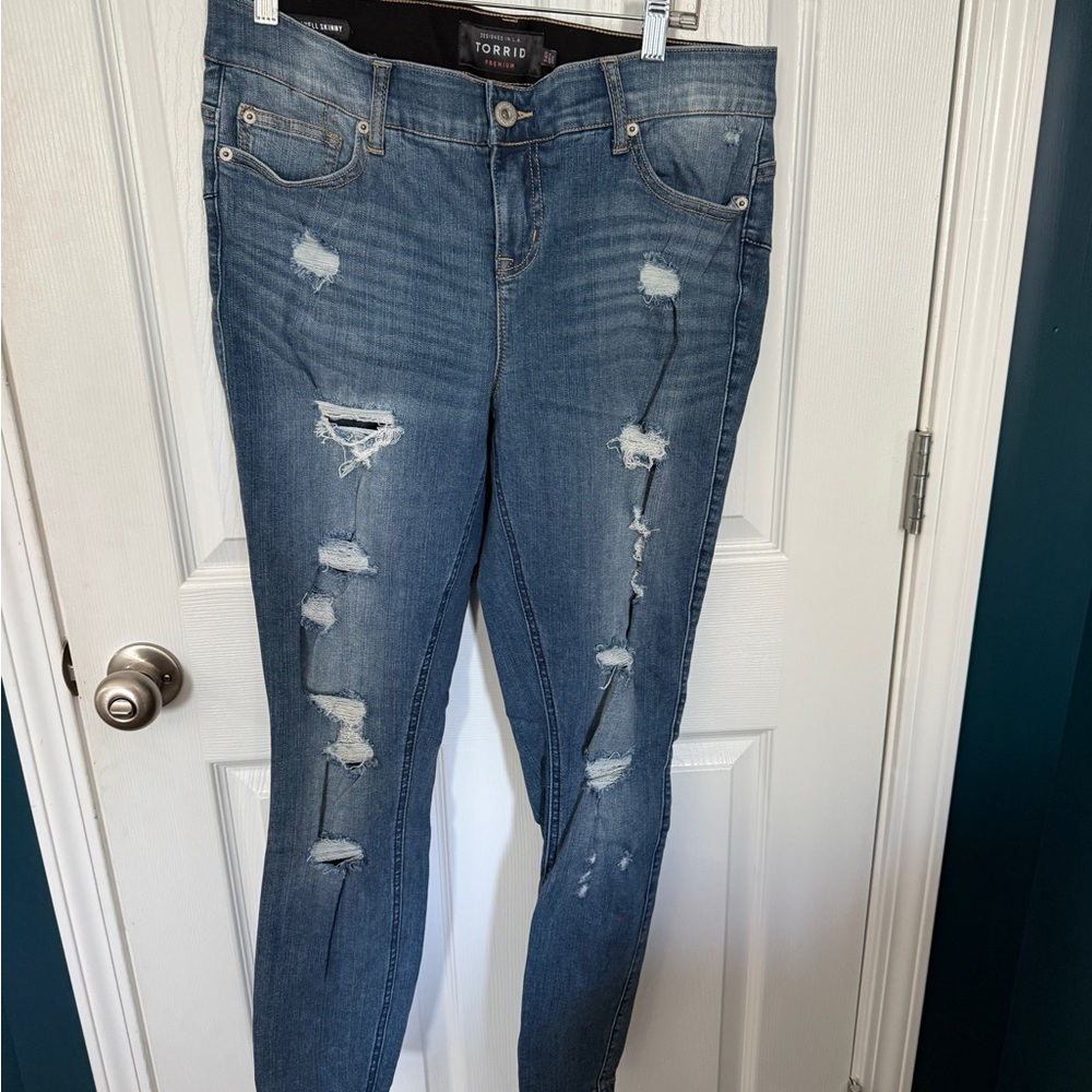 Torrid Women's Ripped Skinny Jeans in Blue